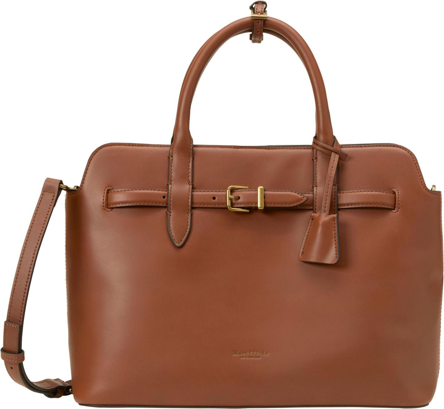 Marc O'Polo Handtasche Umhängetasche Gigi Shopper Dark Cognac braun