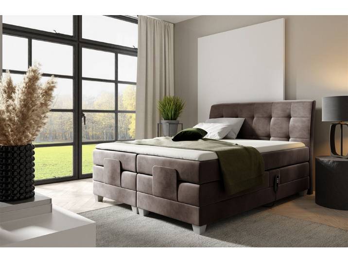 Fun Möbel Boxspringbett Schlafzimmerbett FRANCO Elektrisch in Stoff Fresh (inkl. Topper), Matratzen elektrisch verstellbar