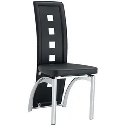 STILVORA Esszimmerstühle 2er-Set PU-Leder Schwarz/Silber Metall 102,5 cm