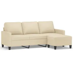 vidaXL 3-Sitzer-Sofa mit Hocker Creme 180 cm Stoff