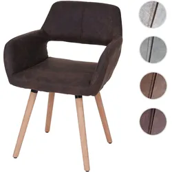 Einzelst�ck | Esszimmerstuhl HWC-A50 II, Stuhl Küchenstuhl, Retro 50er Jahre Design ~ Textil, vintage dunkelbraun, helle Beine