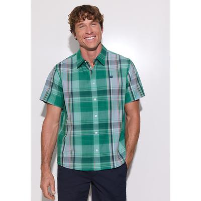 Karohemd STREET ONE MEN, Herren, Gr. 3XL (48), US-Größen, grün (caribbean grün), Web, 100% Baumwolle, kariert, normal normal, V-Ausschnitt, abgesteppt, Hemden Karohemd, aus reiner Baumwolle