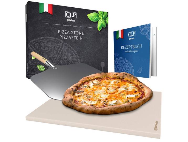 CLP Pizzastein Set 1 ( Pizzastein+Schieber ), Weiß, Stein, Rechteckig, 38x1.5x30 cm, Grillen, Grillzubehör
