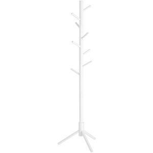 Vasagle Garderobenständer RCR04WT, weiß, mit 8 Haken, aus Holz, 175 x 47cm