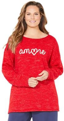 Plus Size Women's Liz&Me® Heart & Soul Stripe Sweater by Liz&Me By Catherines in Red Amour (Size 3X)