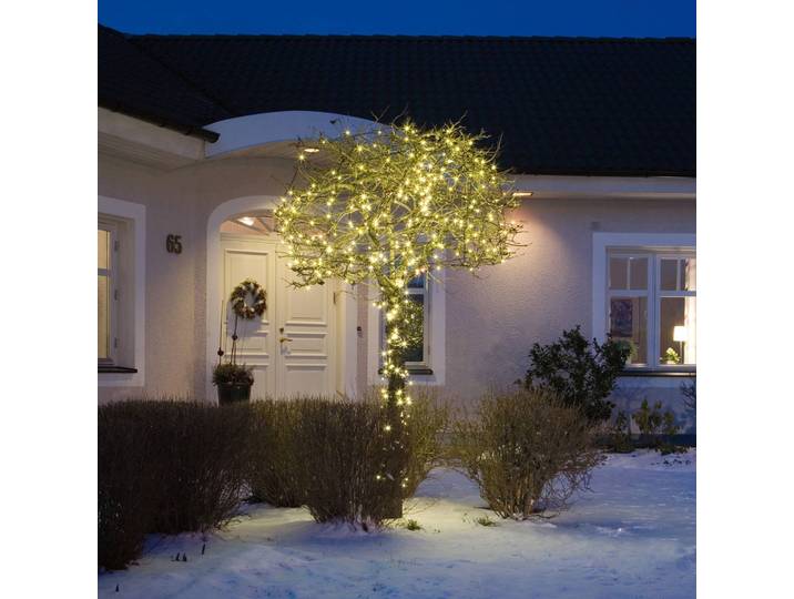Konstsmide Christmas LED-Lichterkette außen 200-fl. schwarz/warmweiß Micro, dimmbar, schwarz, Kunststoff