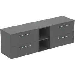 Ideal Standard i.life B Möbel-Set 200 cm, Quarzgrau matt, 4 Auszüge, 2 offene Fächer, Chromgriff