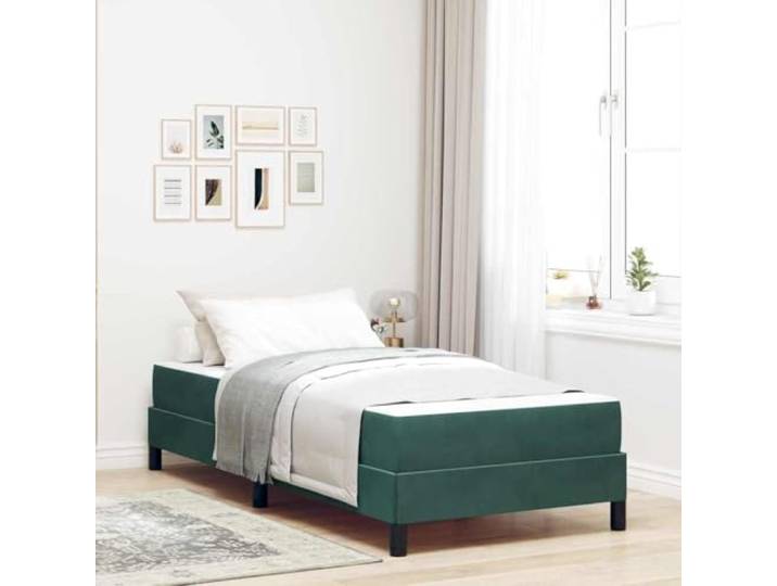 WDGJJFECNMUEHI Stoffbezug Elegantes Design Boxspringbett Grün 80 x 200 cm Boxspringbett mit Matratze Dunkelgrün 80x200 cm Stoff Bett mit Lattenrost Einzelbett Taschenfederkern Komfort Schlafzimmer