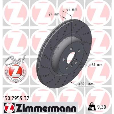 ZIMMERMANN Bremsscheibe 150.2959.32 Hinterachse links 370mm 24mm für BMW