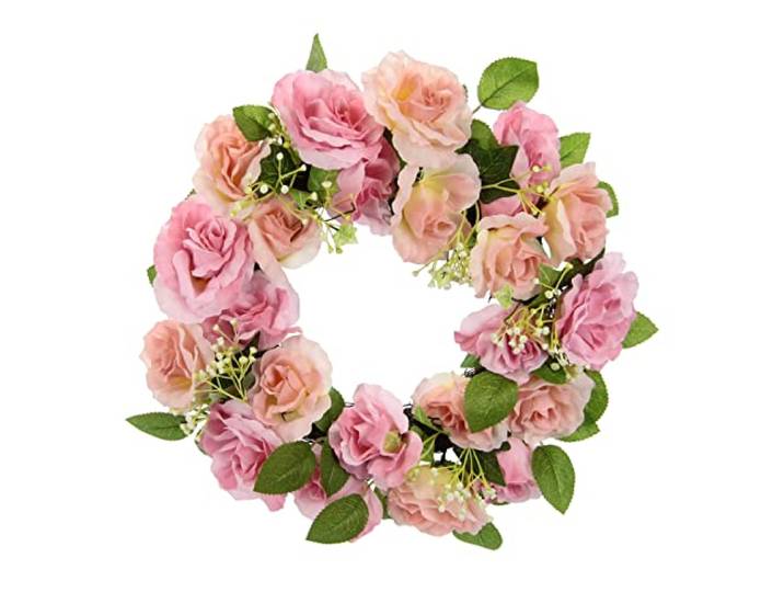 Kranz Rosen Rosenkranz Türkranz Wandkranz Blüten Deko Künstliche Blume Kranz Blütenkranz Blumenkranz Haustür Geschenk Hochzeit Hochzeitsdeko Valentinstag Muttertag Wanddeko Rosenblüten Rosenköpfe