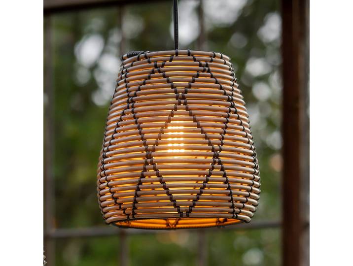 PR Home Außenhängeleuchte Lollo, Rattanoptik natur, Ø 28 cm Lollo, braun / rost, Kunststoff