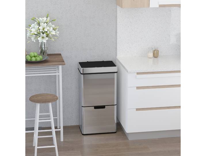 HOMCOM Poubelle Capteur 72L 3 Compartiments Automatique