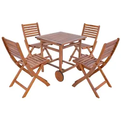 Helloshop26 - 5-teiliges Gartenmöbelset aus natürlichem Akazienholz 03_0010532