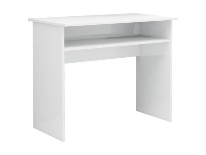 Bureau Blanc brillant - Bois d'ingénierie - 90x50x74 cm - Contemporain - Design