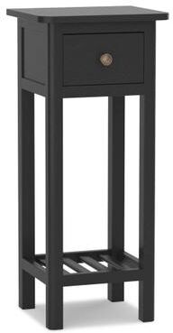 Costway 2 Tier Slim Nightstand Bedside Table with Drawer Shelf-Black