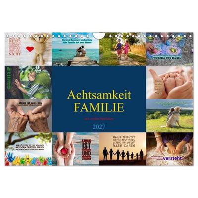 Achtsamkeit FAMILIE mit coolen Sprüchen (Wandkalender 2027 DIN A4 quer), CALVENDO Monatskalender