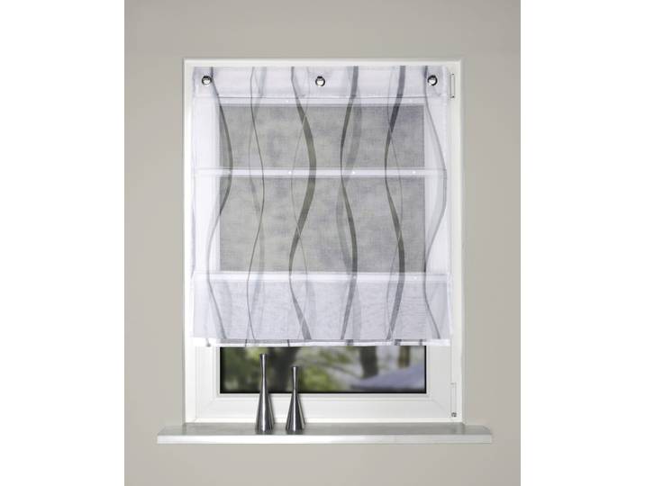 Magnetrollo HOME WOHNIDEEN TUDOR , weiss (grau), B:80cm H:130cm, Obermaterial: 100% Polyester, Raffrollos, Magnetrollo, bedruckt