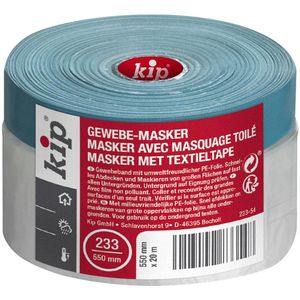 KIP Abdeckfolie 233-54, Gewebeband-Masker, 2in1, transparente PE-Folie mit Klebeband, 8 my, 55 cm x 20 m