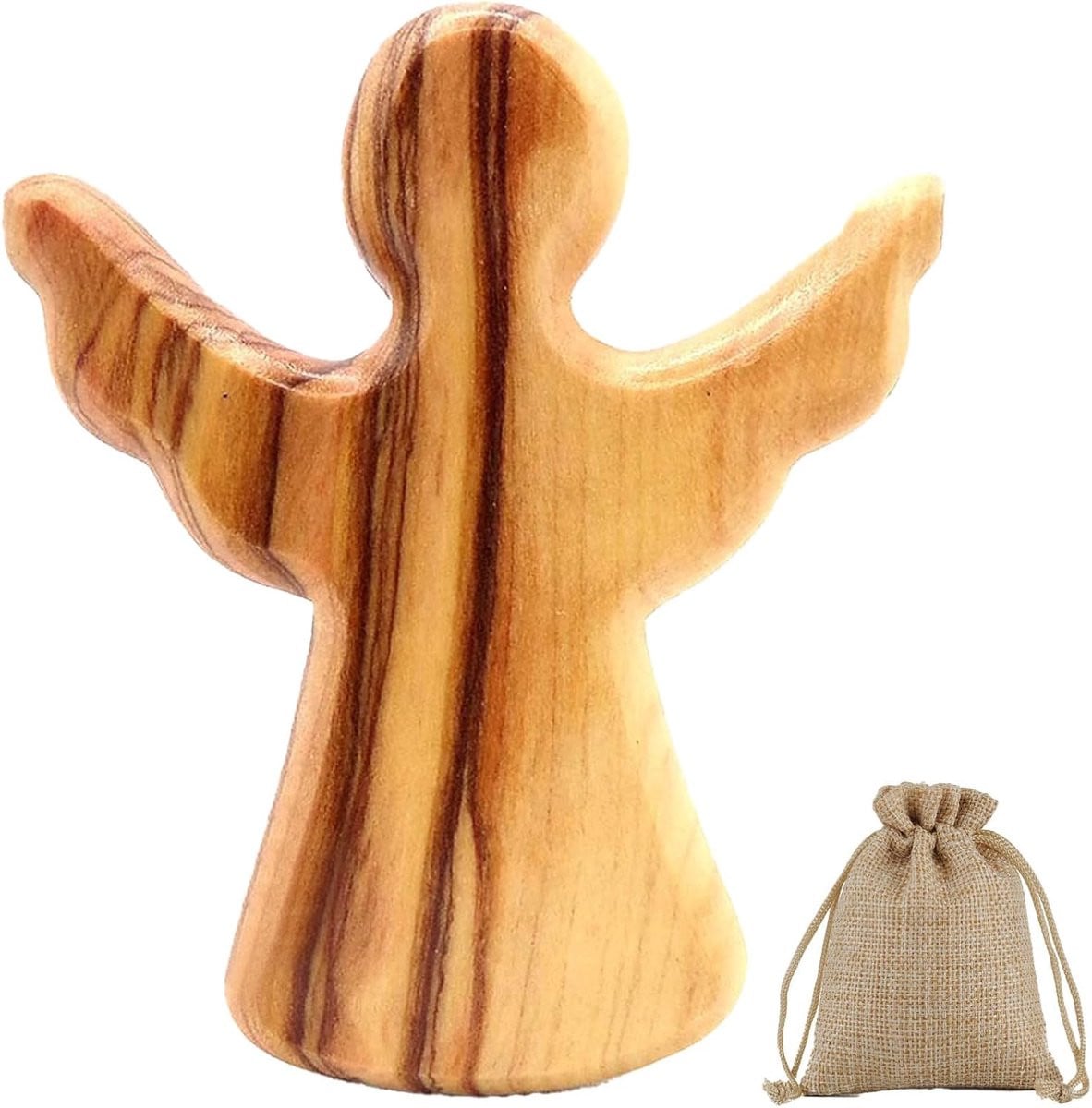Guardian Angel uniek design decoratie van olijfhout - 6 cm