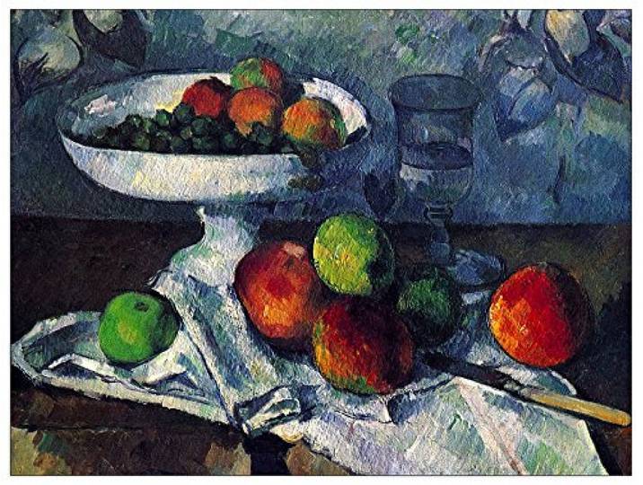 ArtPlaza Cezanne Paul-Still Life with Fruit Bowl, Dekorative Paneele, Holz, Mehrfarbig, 80 x 1.8 x 60 cm