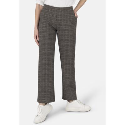 Schlupfhose STOOKER WOMEN "Mary Jersey Wide leg fit Schlupfhose", Damen, Gr. 40, Länge 30, braun (braun check), Jersey, 67% Viskose, 27% Polyamid, 6% Elasthan, weit lang, Hosen Schlupfhose, Wide Leg Fit Casual Clean Wash Jersey für Damen