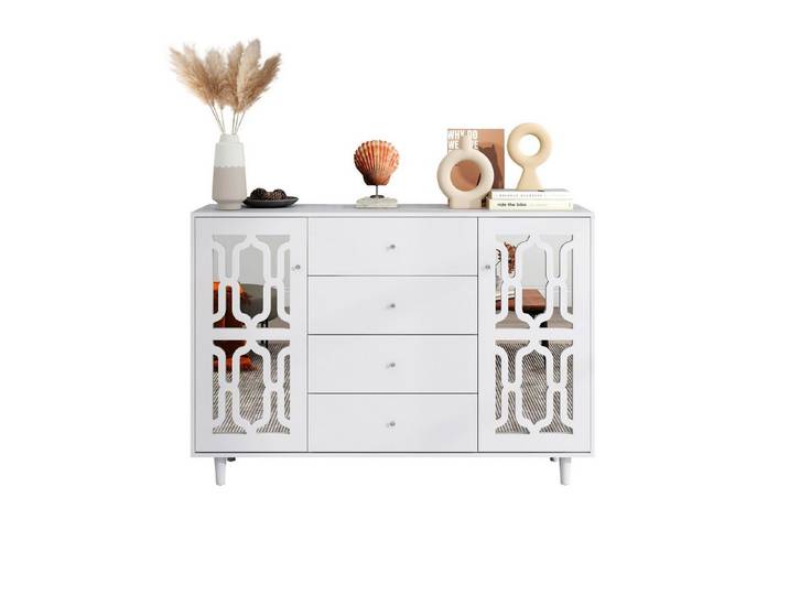 HAUSS SPOLE Sideboard Sideboard Kommode Beistellschrank Aufbewahrungsschrank (Weiß), modernes Design
