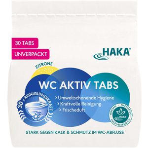 HAKA WC-Reiniger Zitrone, WC Aktiv Tabs, mit Aktivsauerstoff, umweltfreundlich, 30 Stück