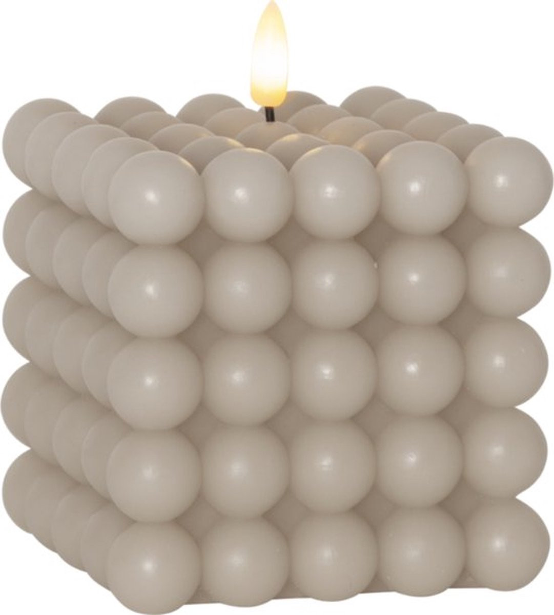 Star Trading Flamme Dot LED kaars beige met timer - L: 10 cm, B: 10 cm, H: 12,5 cm