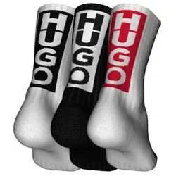 HUGO 3P Back Label Socks Rot/Schwarz Gr 43/46