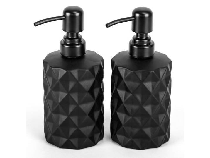 Relaxdays Schwarze Seifenspender 2er Set 350 ml