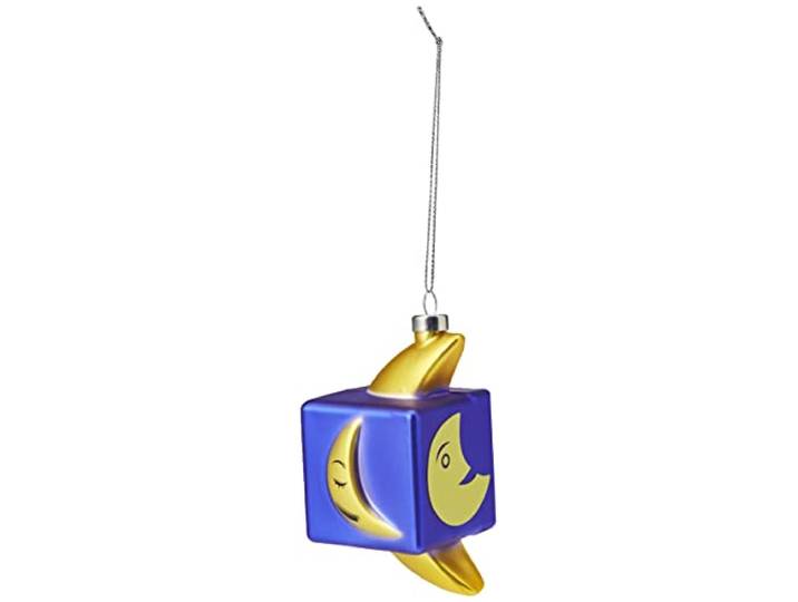 Alessi Mooncube GJ02 8 Kerstdecoratie in vintage design, maanfiguur, mondgeblazen, handbeschilderd, meerkleurig