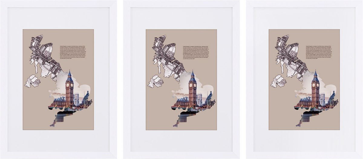 Songmics Set van 3 Collage Fotolijsten met Glasplaat en MDF Frame
