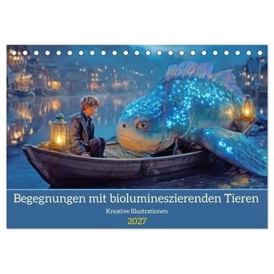 Begegnungen mit biolumineszierenden Tieren - Kreative Illustrationen (Tischkalender 2027 DIN A5 quer), CALVENDO Monatskalender