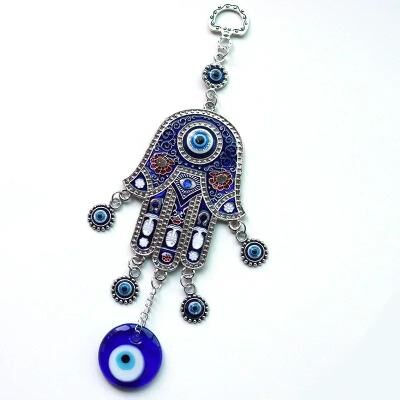 Inspire Essentials Hamsa Hand Evil Eye Wall Decor Metal Wind Chime Boho Hanging Ornament a