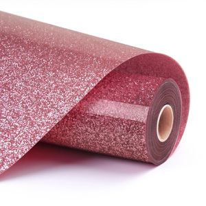 LOKLiK Bügelfolie Plotterfolie Glitzer, pink glitzernd, auf Rolle 30,5 x 90 cm