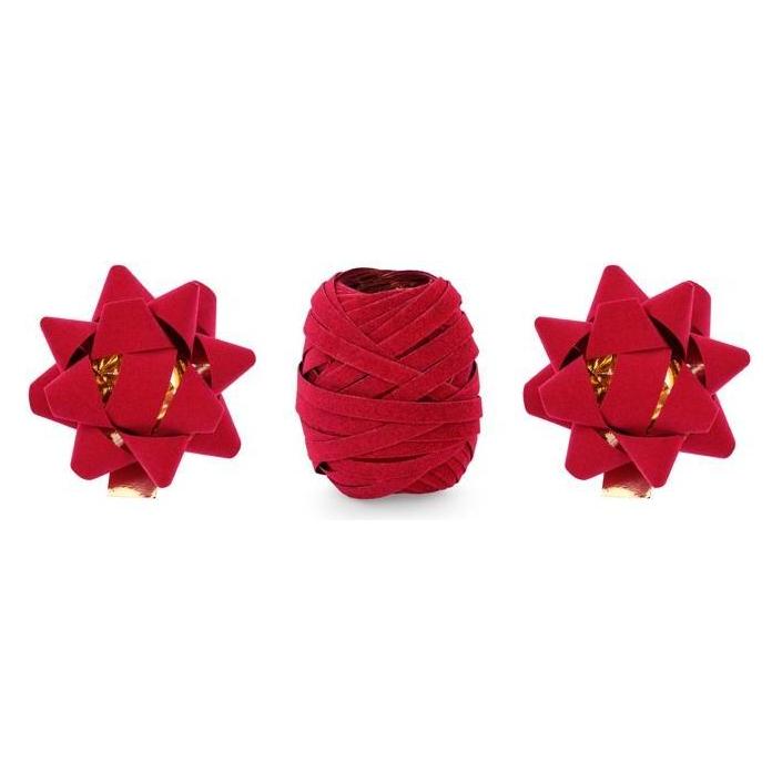 Partydeco Set of velor ribbons and rosettes, red, mix (1 pkt / 3 pc.) (3x) (39406310)