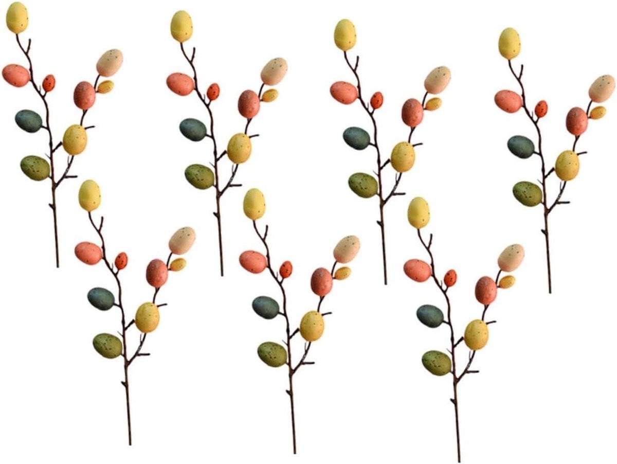 Veelkleurige Paasei Decoratie Takken met Felgekleurde Schuimeieren - 33 cm