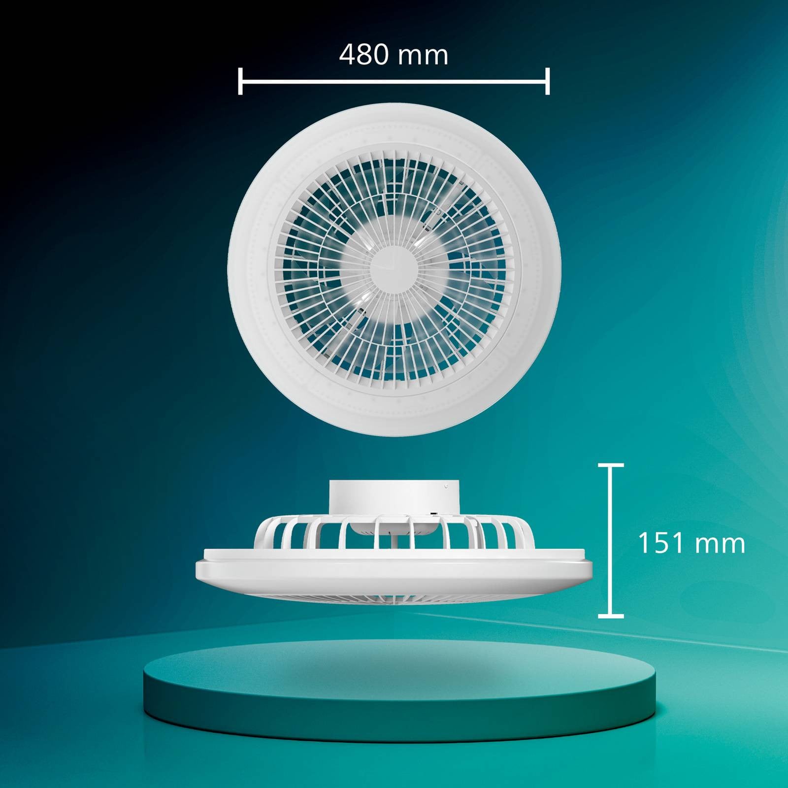 Philips Amigo LED plafondventilator, wit, 48 cm, CCT en RGB dimbaar