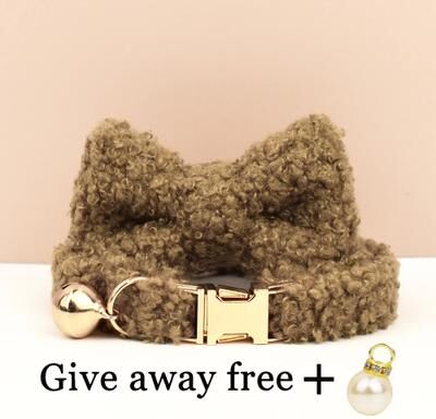 Happy Pet Pantry Customizable Laser Engraved Teddy Fur Cat Collar Bell: Autumn & Winter L 1