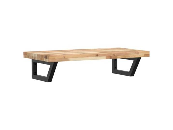 WEMYUFURN Waschbeckenregal Wandmontage Stahl und Akazienholz Schweberegal, Trapezform, Handtuchaufhängung, Waschtisch oder Wand, M8-Dehnschraube, M5-Schraube, Badaufbewahrung
