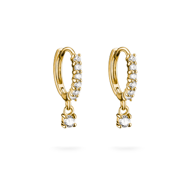 Paar Creolen THOMAS SABO "mit Anhänger", gold (gelbgoldfarben, weiß, weiß), Ohrringe, Damen, Metall, mit Zirkonia (synth.)