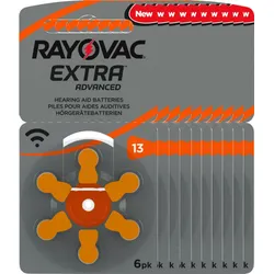 60x Rayovac Hörgerätebatterie Zinc Air, 13, 1.4V 10x 6 Blister