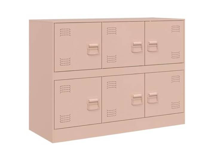 Roanoer Sideboard Rosa 99x39x73 cm Metallschrank Kommode mit 6 Türen Stabiler Schrank aus Stahl für Wohnzimmer und Büro: 6 Fächer bieten geordneten Platz mit bis zu 90 kg Belastbarkeit.