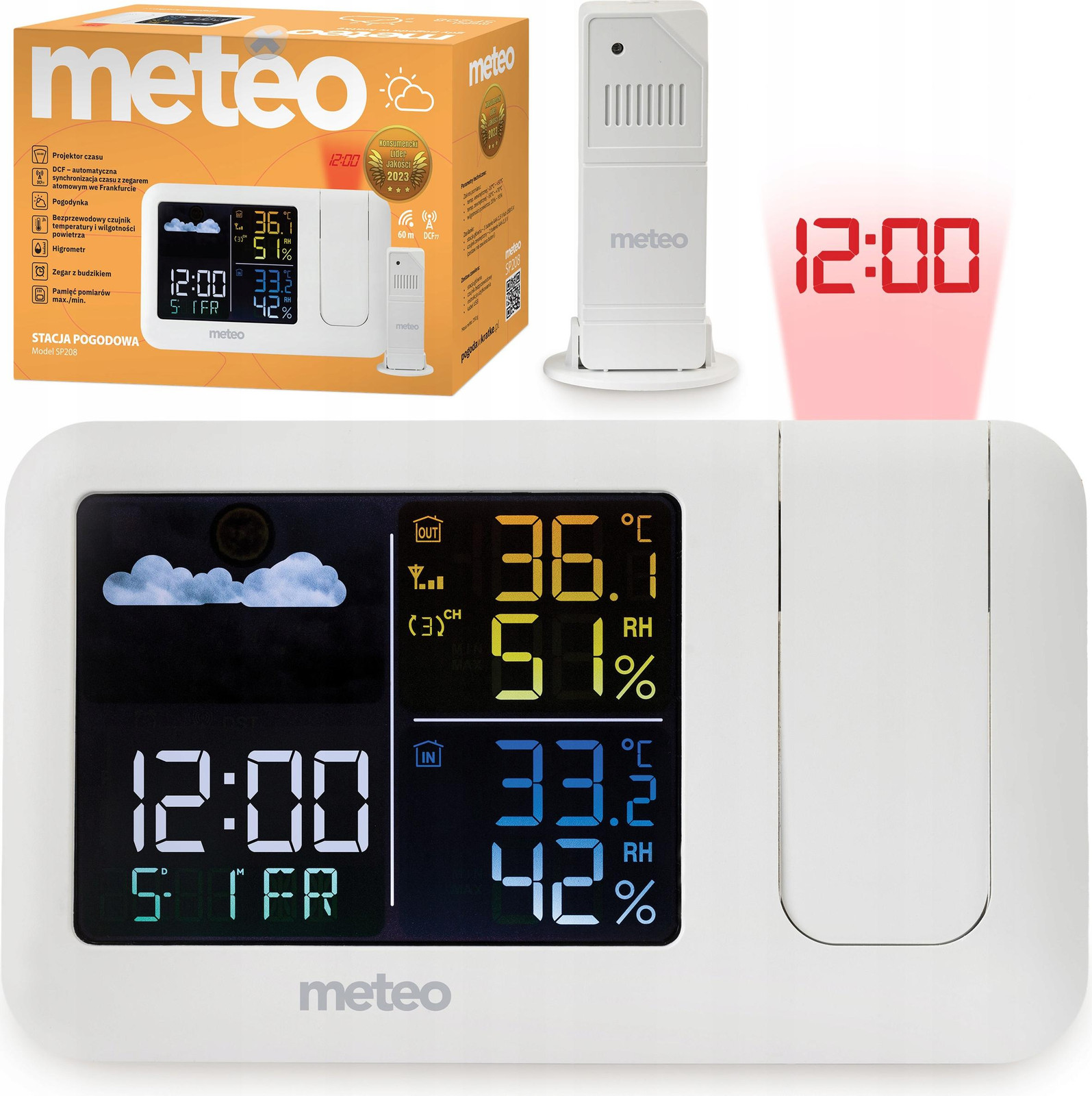 Meteo SP208 Weerstation met DCF, Laserprojector en Buitensensor
