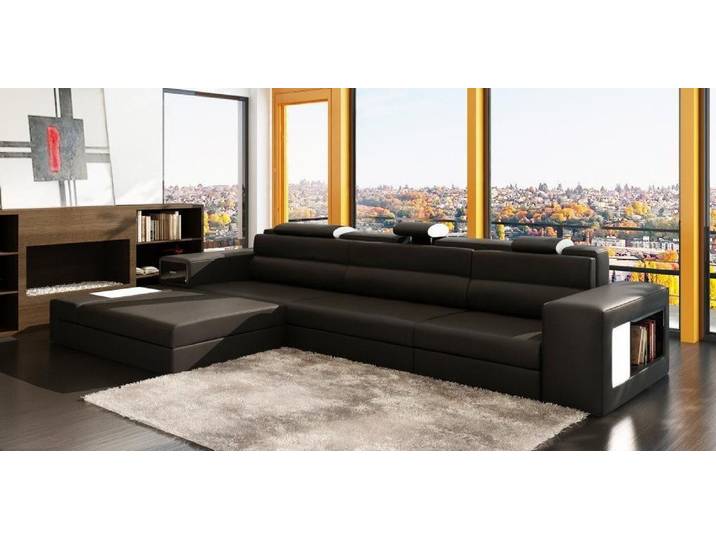 JVmoebel Ecksofa Luxuriöses Designsofa mit Lederoberfläche und USB-Anschlüssen, Made in Europa