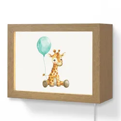 WANDLEUCHTE Giraffe - Baby - Tiere - Blauer Ballon Wandlampe 20x15 cm Wandlampe