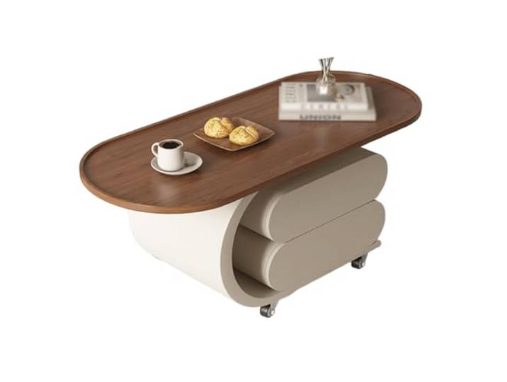 Ptasccne Ovaler Couchtisch aus Holz for Wohnzimmer Teetische mit einzigartigen Designbeinen for das Heimbüro couchtisch
