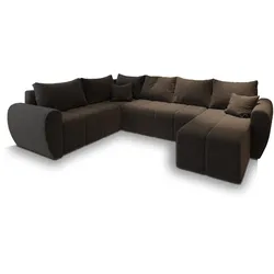 WOHNLANDSCHAFT MADISON XL L-S Braun Dünner Stoff mit Schlaffunktion
