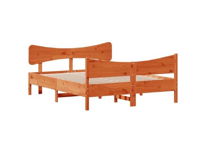 KTHLBRH Bett aus Kiefernholz, 135 x 190 cm, Braun Mit Kopf- und Fußteil, Lattenrost aus Sperrholz, Lattenrost