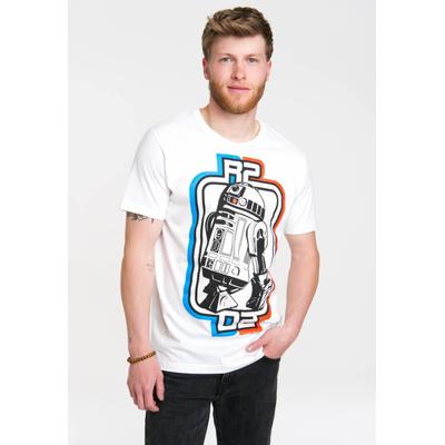 T-Shirt LOGOSHIRT "R2D2 - Krieg der Sterne", Herren, Gr. XS, weiß, 100% Baumwolle, bedruckt, normal, Rundhals, Shirts T-Shirt, mit auffälligem Print
